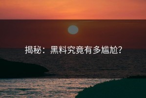 揭秘：黑料究竟有多尴尬？