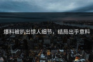 爆料被扒出惊人细节，结局出乎意料