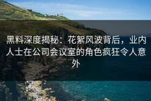 黑料深度揭秘：花絮风波背后，业内人士在公司会议室的角色疯狂令人意外