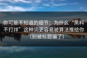 你可能不知道的细节：为什么“黑料不打烊”这种词更容易被算法推给你（别被标题骗了）