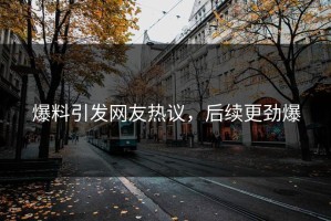 爆料引发网友热议，后续更劲爆