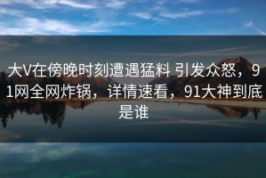 大V在傍晚时刻遭遇猛料 引发众怒，91网全网炸锅，详情速看，91大神到底是谁