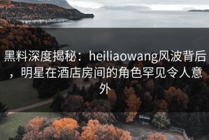 黑料深度揭秘：heiliaowang风波背后，明星在酒店房间的角色罕见令人意外