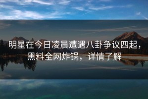 明星在今日凌晨遭遇八卦争议四起，黑料全网炸锅，详情了解