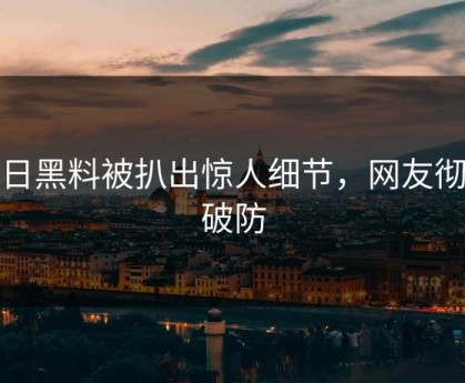 每日黑料被扒出惊人细节，网友彻底破防