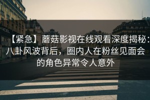 【紧急】蘑菇影视在线观看深度揭秘：八卦风波背后，圈内人在粉丝见面会的角色异常令人意外
