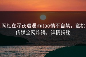 网红在深夜遭遇mitao情不自禁，蜜桃传媒全网炸锅，详情揭秘