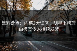 黑料盘点：内幕3大误区，明星上榜理由极其令人持续发酵