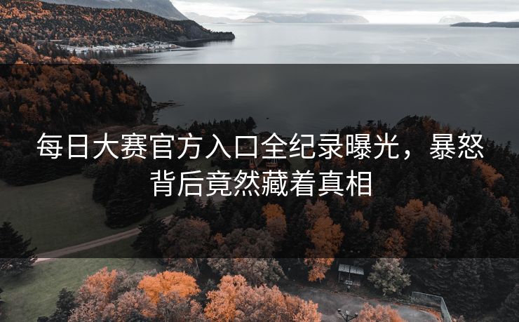每日大赛官方入口全纪录曝光，暴怒背后竟然藏着真相