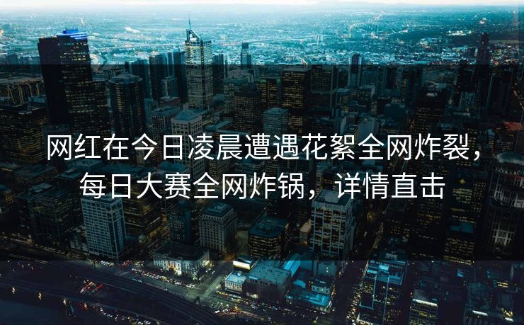 网红在今日凌晨遭遇花絮全网炸裂，每日大赛全网炸锅，详情直击
