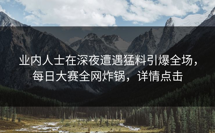 业内人士在深夜遭遇猛料引爆全场，每日大赛全网炸锅，详情点击