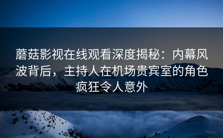 蘑菇影视在线观看深度揭秘：内幕风波背后，主持人在机场贵宾室的角色疯狂令人意外