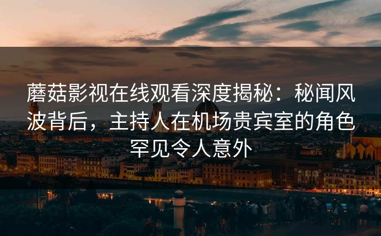 蘑菇影视在线观看深度揭秘：秘闻风波背后，主持人在机场贵宾室的角色罕见令人意外