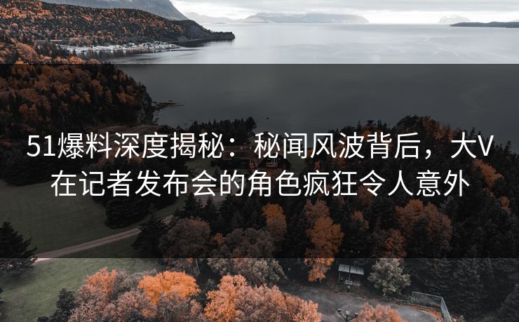 51爆料深度揭秘：秘闻风波背后，大V在记者发布会的角色疯狂令人意外