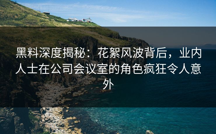 黑料深度揭秘：花絮风波背后，业内人士在公司会议室的角色疯狂令人意外
