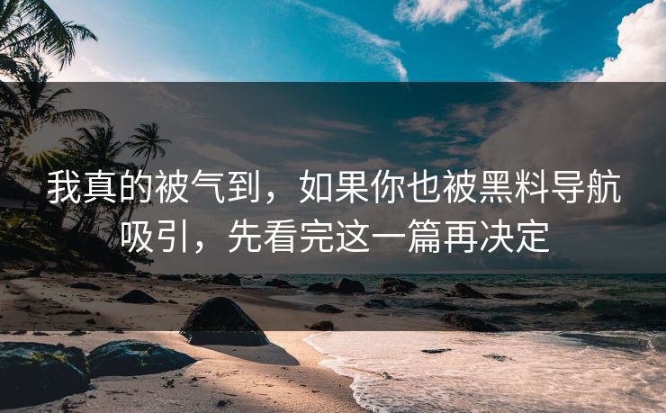 我真的被气到,如果你也被黑料导航吸引,先看完这一篇再决定 我真的被气到,如果你也被黑料导航吸引,先看完这一篇再决定