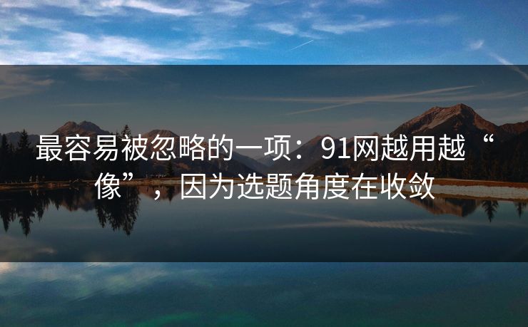 最容易被忽略的一项：91网越用越“像”，因为选题角度在收敛