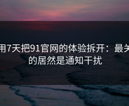 我用7天把91官网的体验拆开：最关键的居然是通知干扰