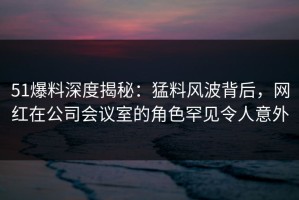 51爆料深度揭秘：猛料风波背后，网红在公司会议室的角色罕见令人意外