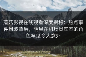 蘑菇影视在线观看深度揭秘：热点事件风波背后，明星在机场贵宾室的角色罕见令人意外