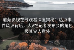 蘑菇影视在线观看深度揭秘：热点事件风波背后，大V在记者发布会的角色极其令人意外