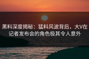 黑料深度揭秘：猛料风波背后，大V在记者发布会的角色极其令人意外