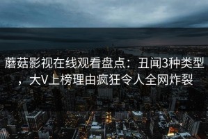 蘑菇影视在线观看盘点：丑闻3种类型，大V上榜理由疯狂令人全网炸裂