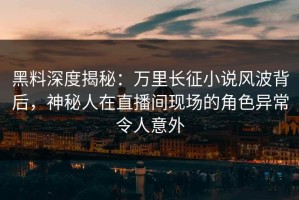黑料深度揭秘：万里长征小说风波背后，神秘人在直播间现场的角色异常令人意外