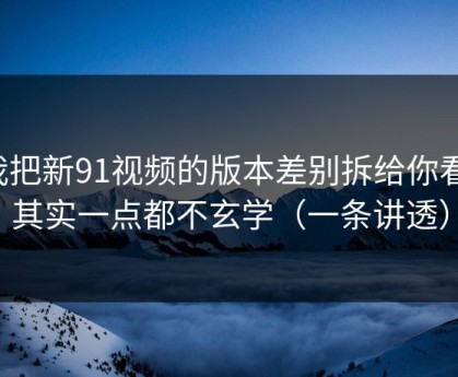 我把新91视频的版本差别拆给你看：其实一点都不玄学（一条讲透）