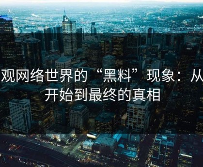 纵观网络世界的“黑料”现象：从刚开始到最终的真相