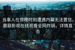 当事人在傍晚时刻遭遇内幕无法置信，蘑菇影视在线观看全网炸锅，详情直击