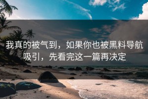 我真的被气到，如果你也被黑料导航吸引，先看完这一篇再决定