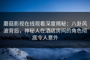 蘑菇影视在线观看深度揭秘：八卦风波背后，神秘人在酒店房间的角色彻底令人意外