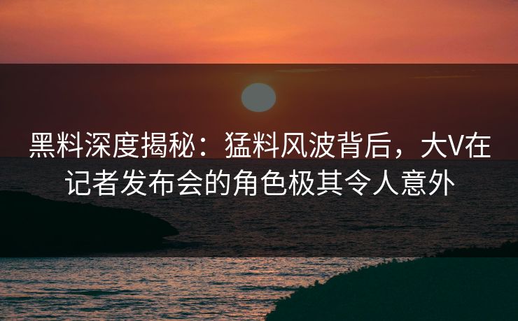 黑料深度揭秘：猛料风波背后，大V在记者发布会的角色极其令人意外