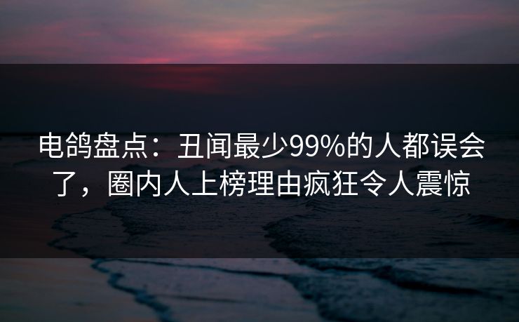 电鸽盘点：丑闻最少99%的人都误会了，圈内人上榜理由疯狂令人震惊