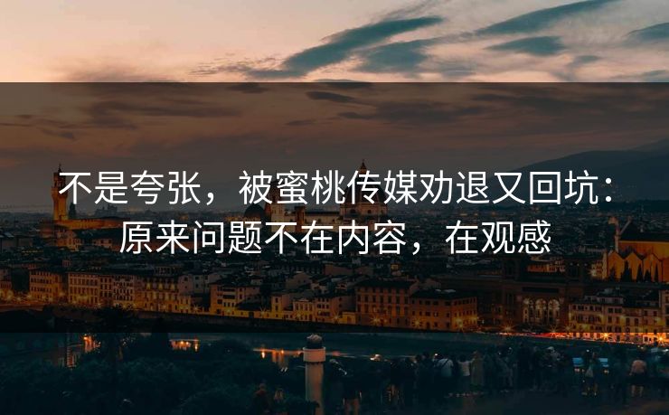 不是夸张，被蜜桃传媒劝退又回坑：原来问题不在内容，在观感